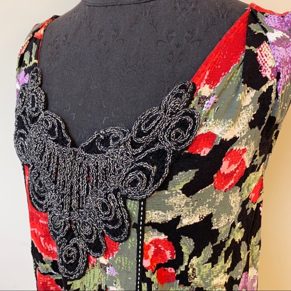 Meadow Rue Anthropologie Tank Pixelated Rose Top - Picture 2 of 8